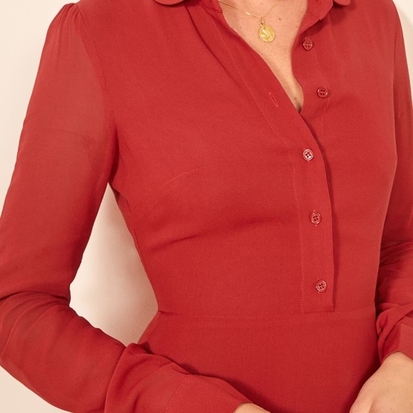 Reformation Lady Ruffle Hem Long Sleeve Minidress - Picture 4 of 9